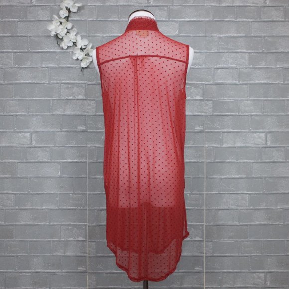 Anthropologie Vanessa Virginia Sheer Flocked Mock Neck Tunic Top S - Picture 5 of 8